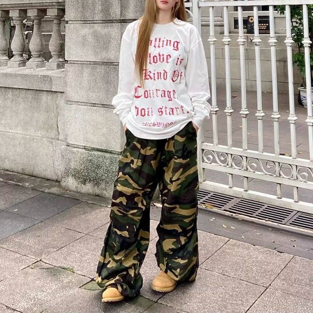 ゴシックテキストプリントロングスリーブTシャツ 3col   R01846