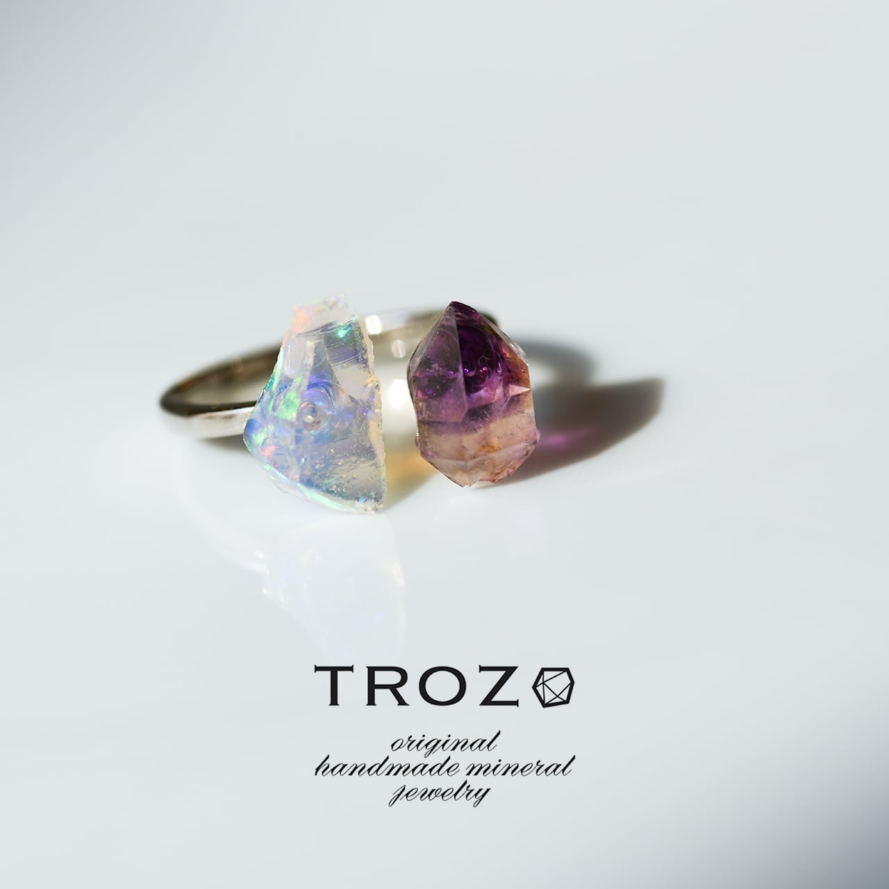 アメシスト (アメジスト) × オパール 鉱物原石 フリーサイズ シルバー