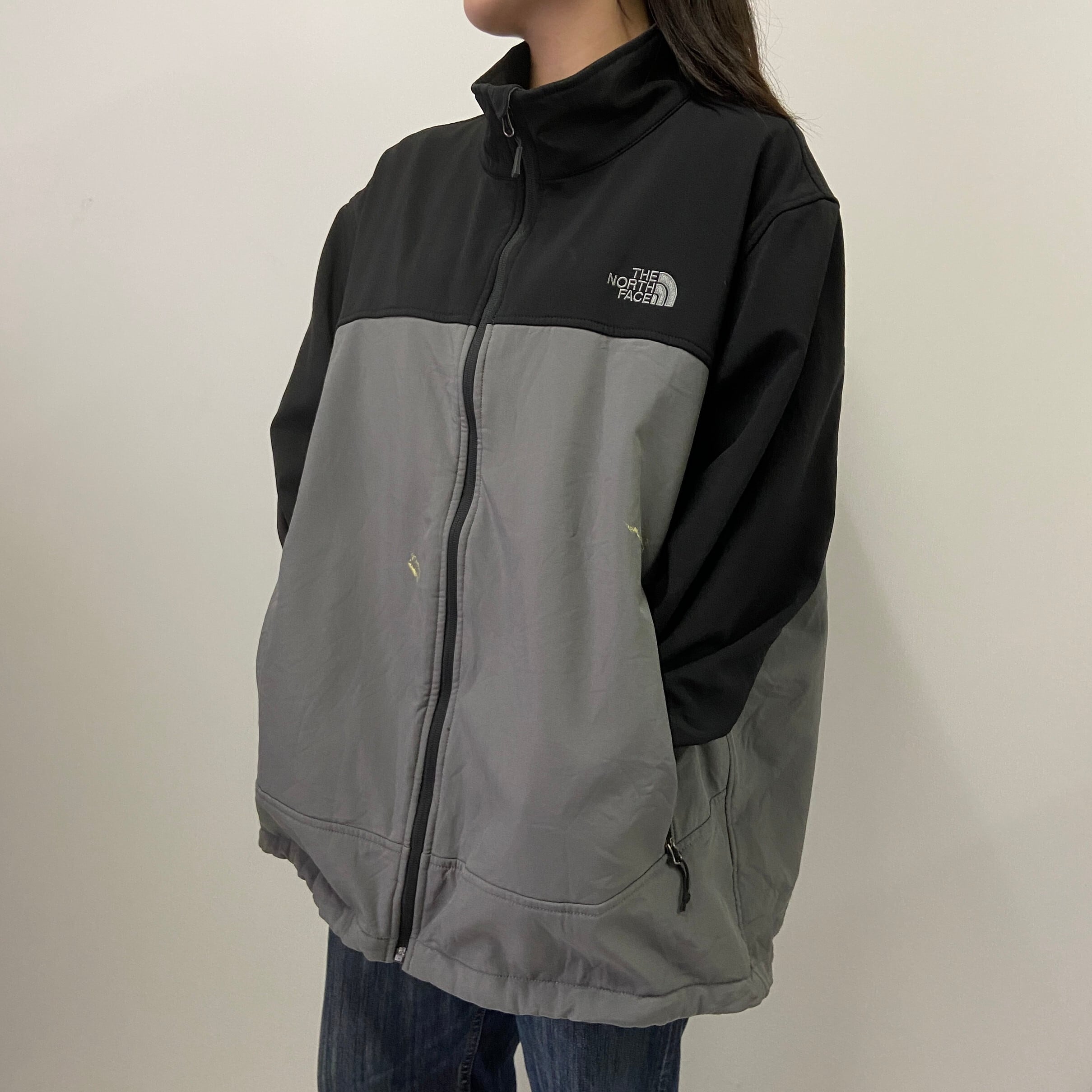 THE NORTH FACE ザ ノースフェイス ソフトシェル アウトドアジャケット メンズ2XL 古着 グレー×ブラック 黒 フリースライナー  ビッグサイズ 大きいサイズ【アウトドアジャケット】【HA10】 | cave 古着屋【公式】古着通販サイト powered by BASE