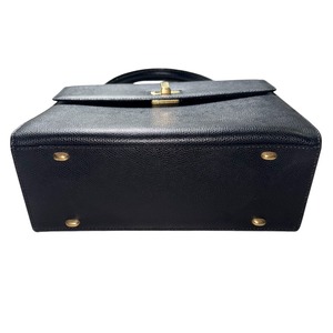 vintage CELINE black leather hand bag “Turn Lock”