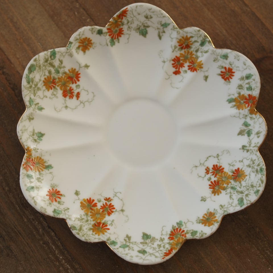 英国Shelley（シェリー） オレンジ・デイジー柄 ソーサー3枚セット F1