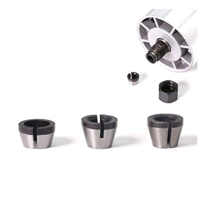 YFFSFDC トリマー用 コレットチャック 1/4インチ 6mm 6.35mm 8mm 3本セット アクセサリ DIY 工具 電動工具 トリマーアクセサリ