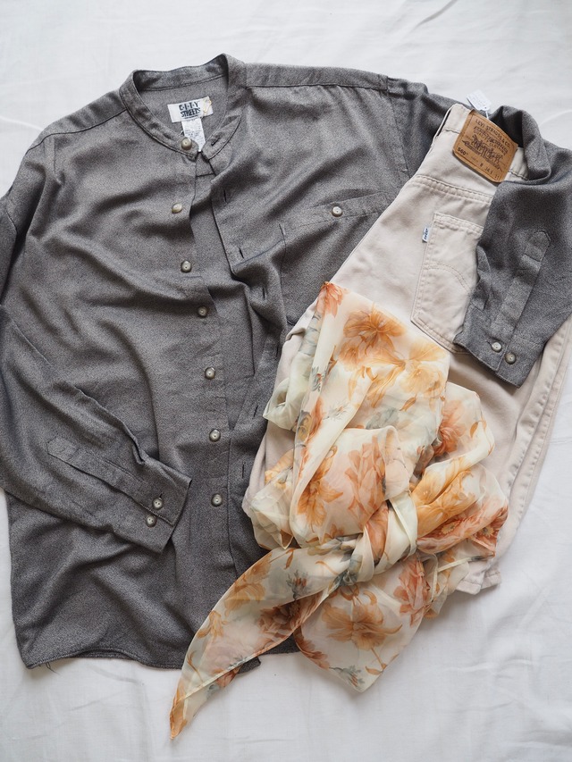 1990’s Rayon Texture Band Collar Shirt