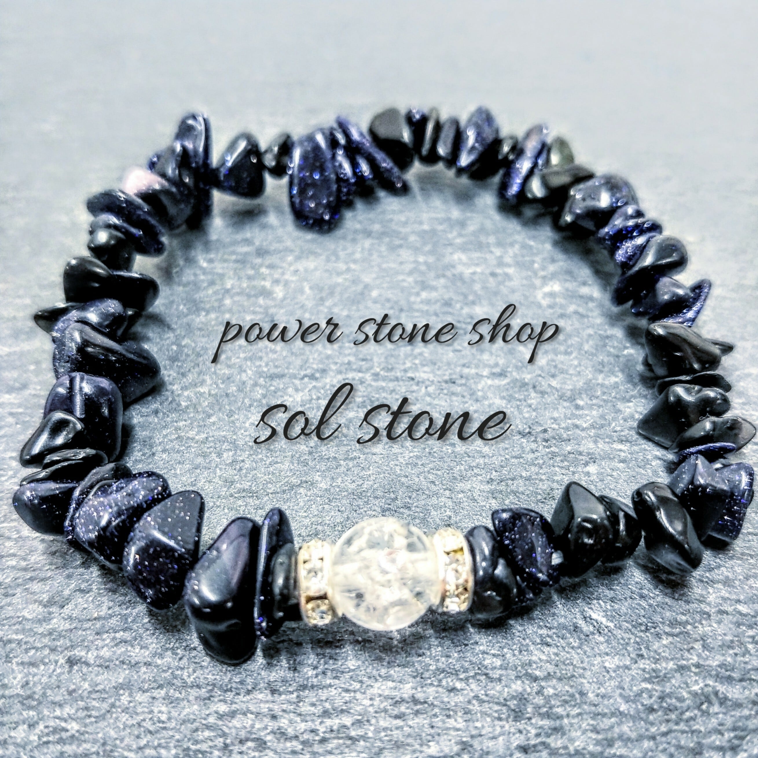 ブルーゴールドストーンさざれ石×クラック水晶』天然石パワーストーン