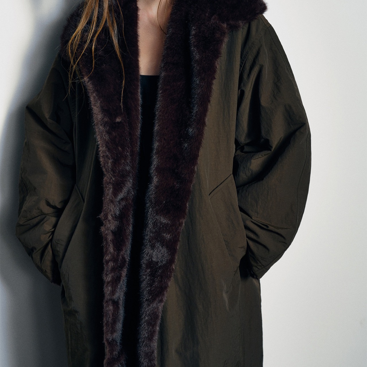 Faux Fur Long Coat T3959