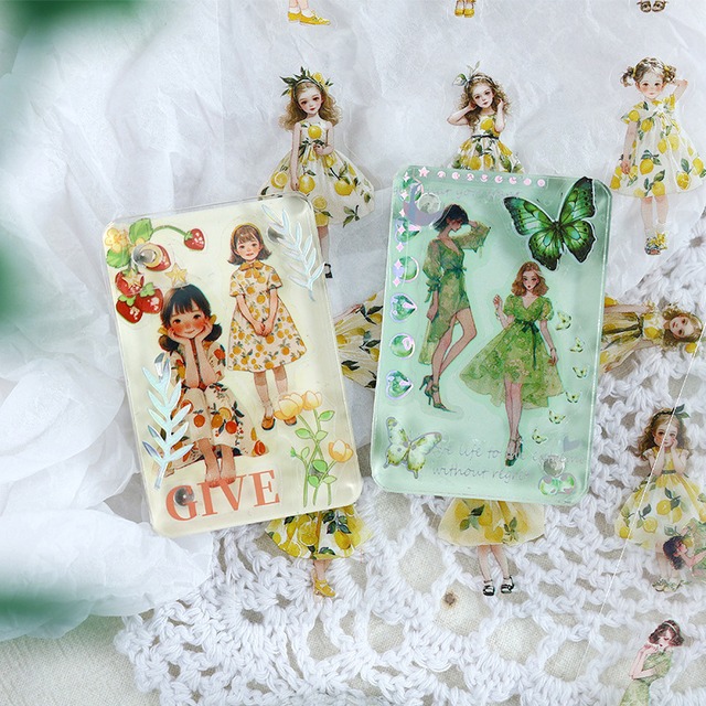 女の子のミニPETシールセット　6枚入り　摩登风潮（The modern wave）シリーズ【跨境(ZABC)】[ZB-2]