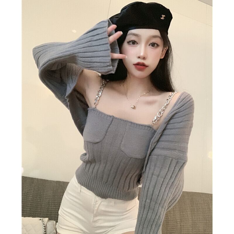 ニットカーディガンオータムセーター ルーズショートコート 長袖スリーブトップス ロング 秋物 ガールズファッション94924124746