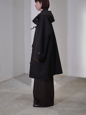 METHO - Front-Open Hooded Coat :Beige|コットンシルク/紐留めフロント/ワークポケット