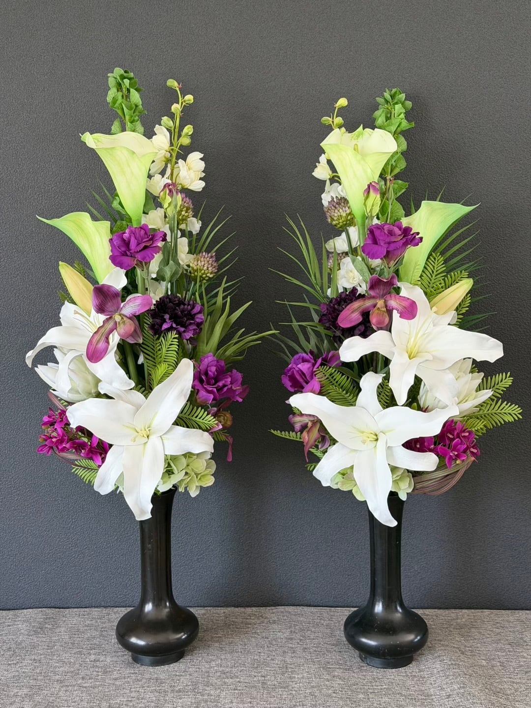 造花仏花1対（2本セット）1本だけの販売もできます♪ 寺院用造花 本堂用仏花【 一対(2本組) 】カサブランカ 白＆ワイン