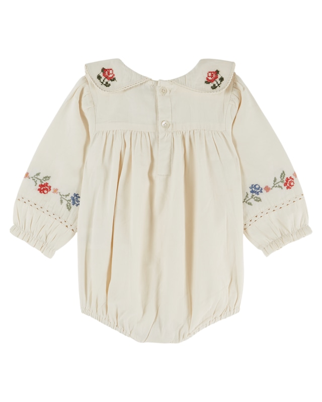 【Emile et Ida】Romper Ecru Cross Stitch / ECRU