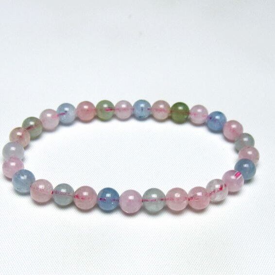 ミックスカラーベリル ブレスレット 6mm 一点物 メール便可 [M便 1/10] 111-48844