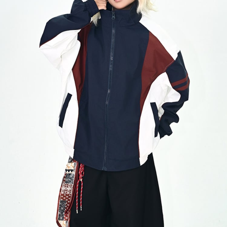 ジップアップ カラーブロック オーバーサイズ ブルゾン L00071