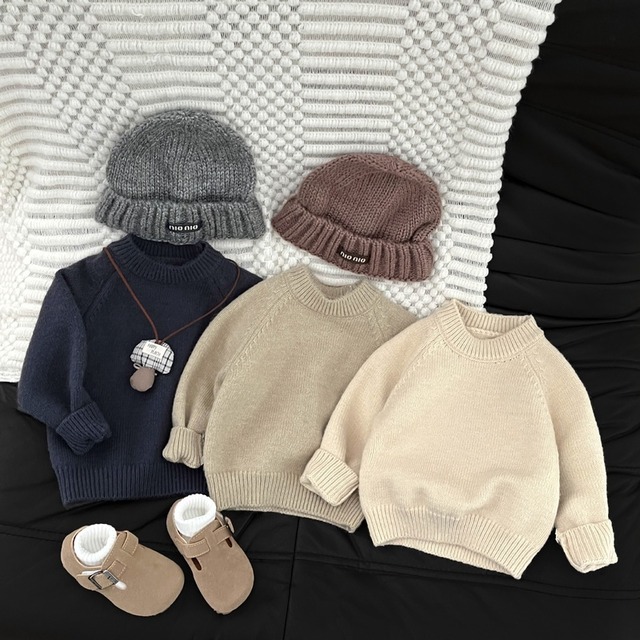 【BABY&KID】カジュアル帽子付きニットカーディガン