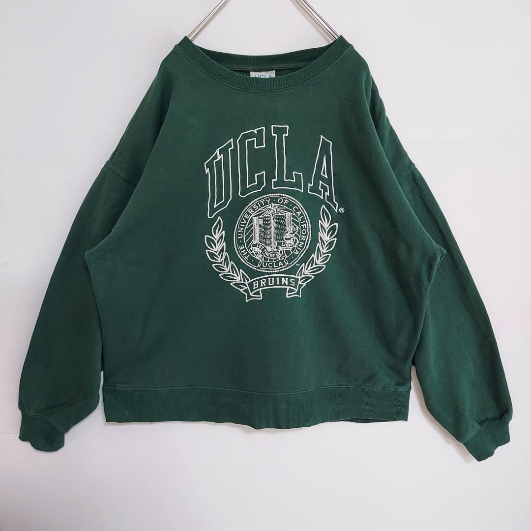 カレッジ スウェット UCLA グリーン緑 XL USA古着 ビッグ刺繍ロゴ | fuufu