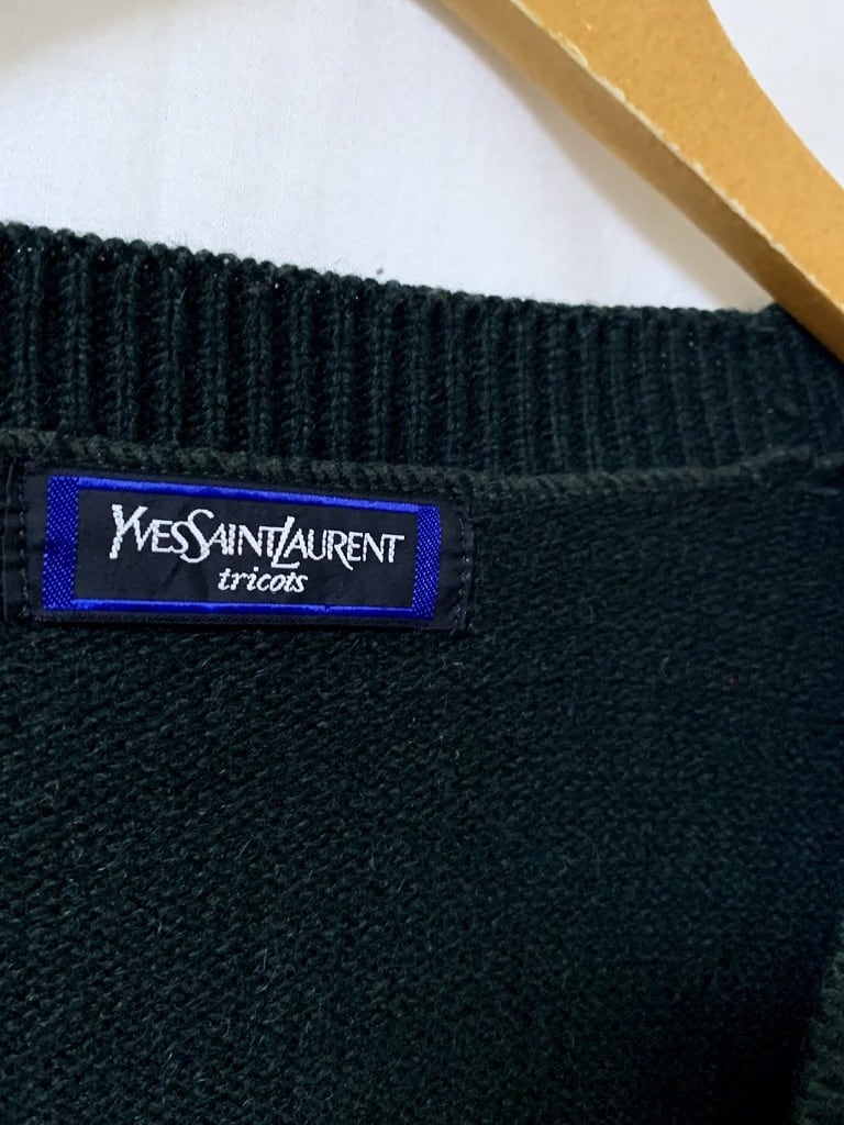 1980~90's Embroidery Design V-Neck Cardigan "YVES SAINT LAURENT"