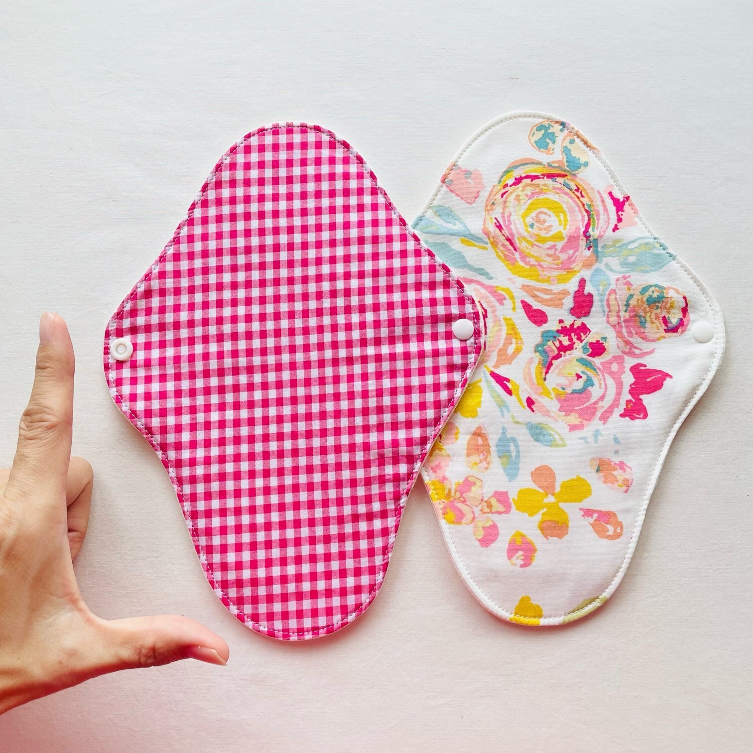 布ナプキンS「check + pink rose」