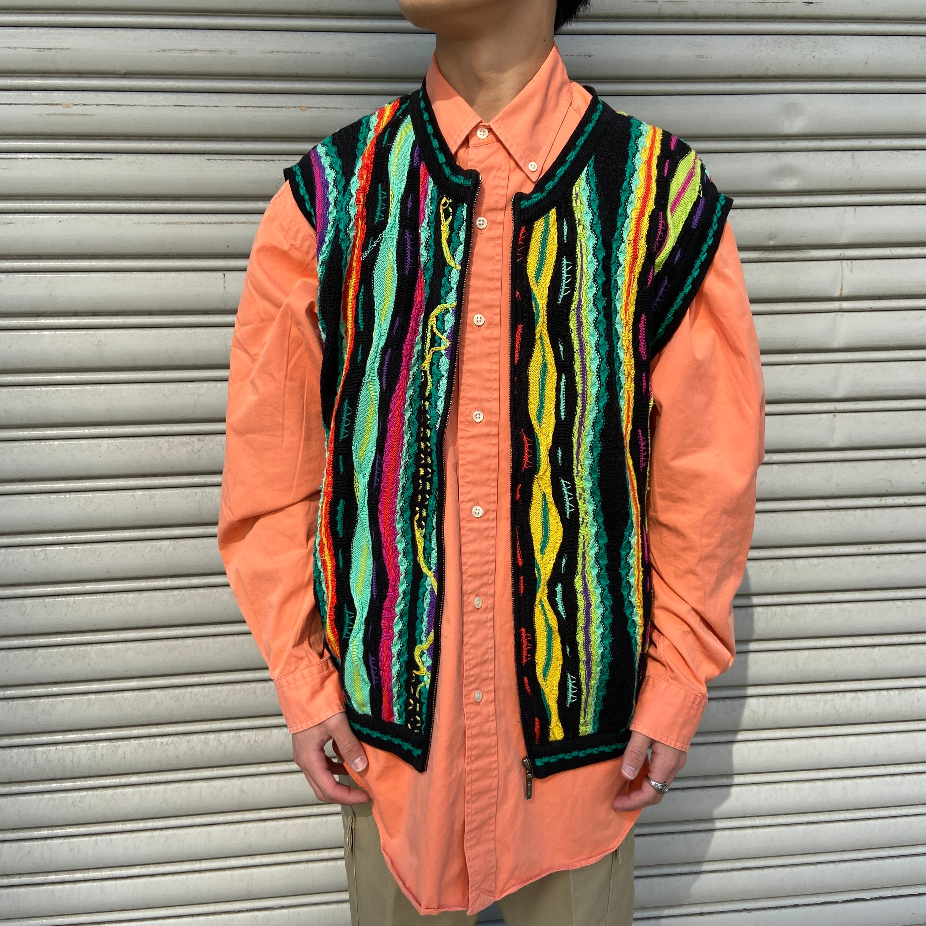 送料無料』COOGI クージー 3Dニットベスト L オーストラリア製 90s