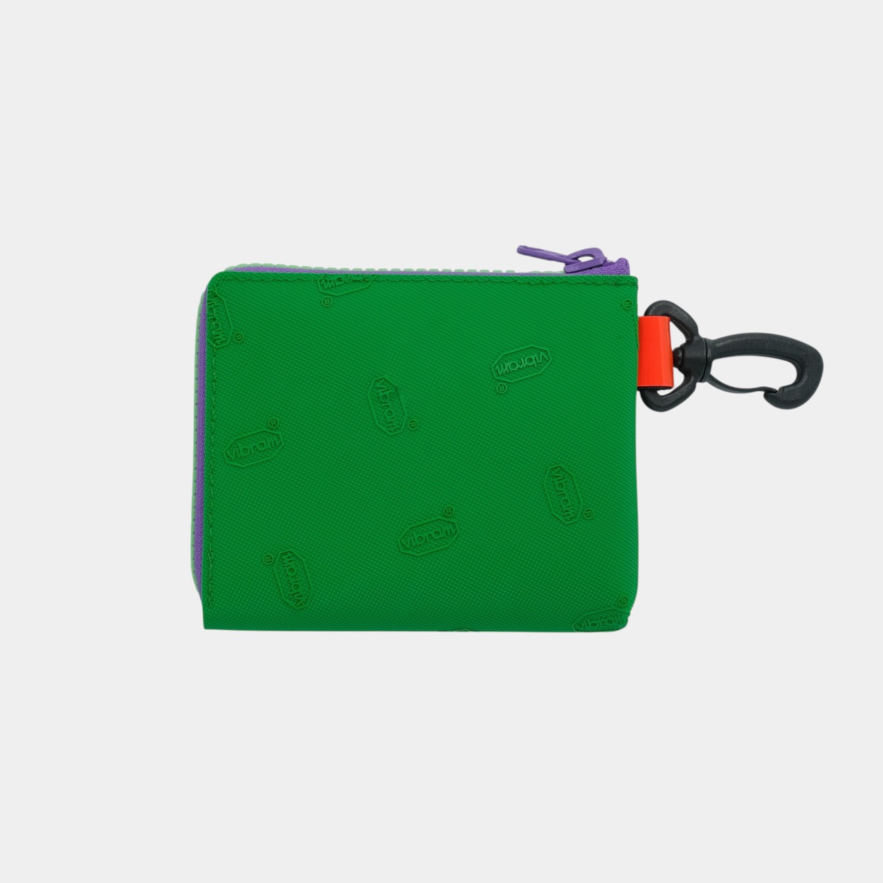 vibram Lzip wallet (green×clear) with green glowing zip