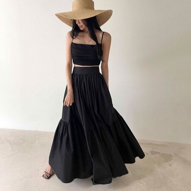 予約販売】セットアップ レディース ロングスカート ブラック ハイ