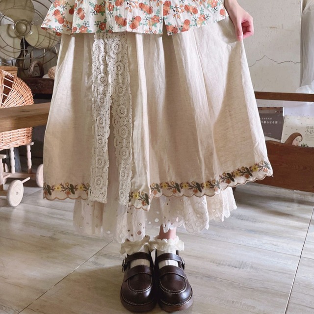 ロマンティックレースフレアスカート 2col 1021