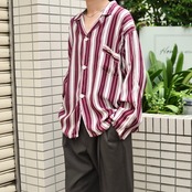 ~60's TOPKIS stripe rayon pajama shirt