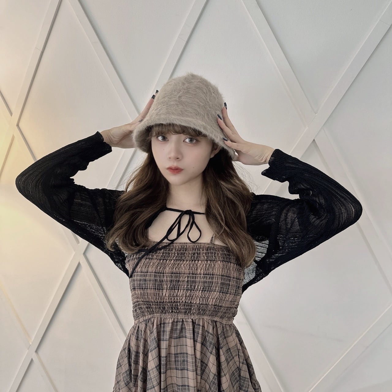 Mel. fur bucket hat-BEIGE