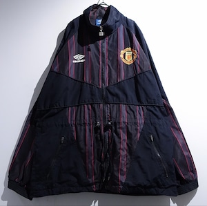 "UMBRO X MANCHESTER UNITED" Black Logo & Stripe Design Nylon Jacket