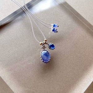 タンザナイトとカイヤナイトのマクラメ編み 天然石ネックレス