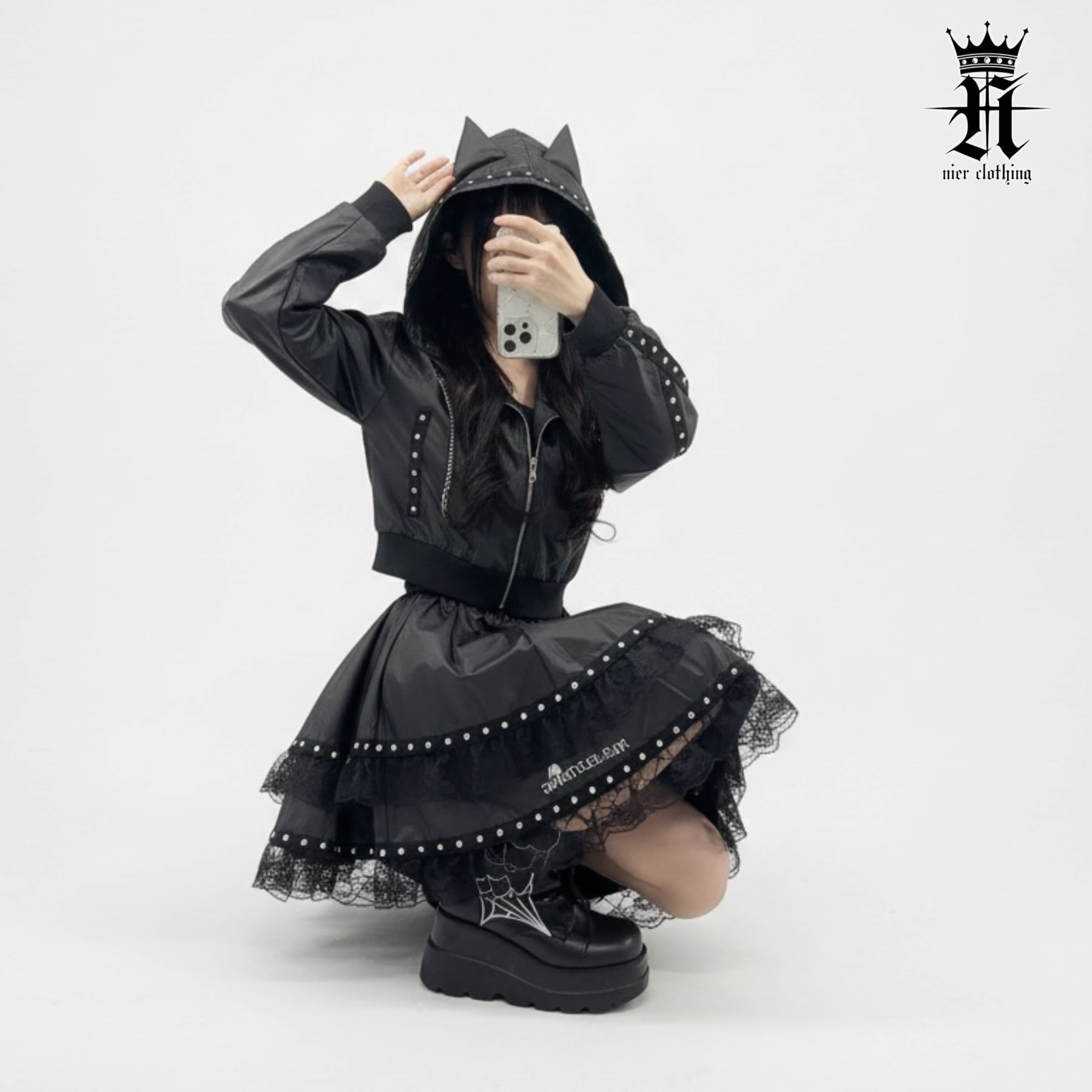 GOTHIC LACE FRILL BLACK SKIRT【インナーパンツ付き】 | NIER CLOTHING
