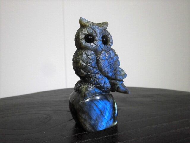 福を呼ぶ【送料無料】【高品質】ラブラドライトふくろう　no.2