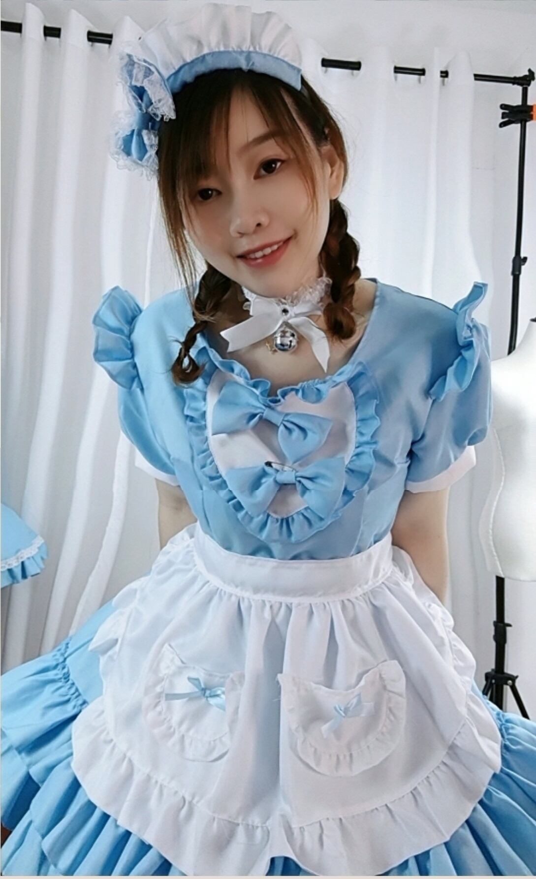 メイド服 緑 ハンドメイド 3点セットホンテ風ドレス - コスプレ