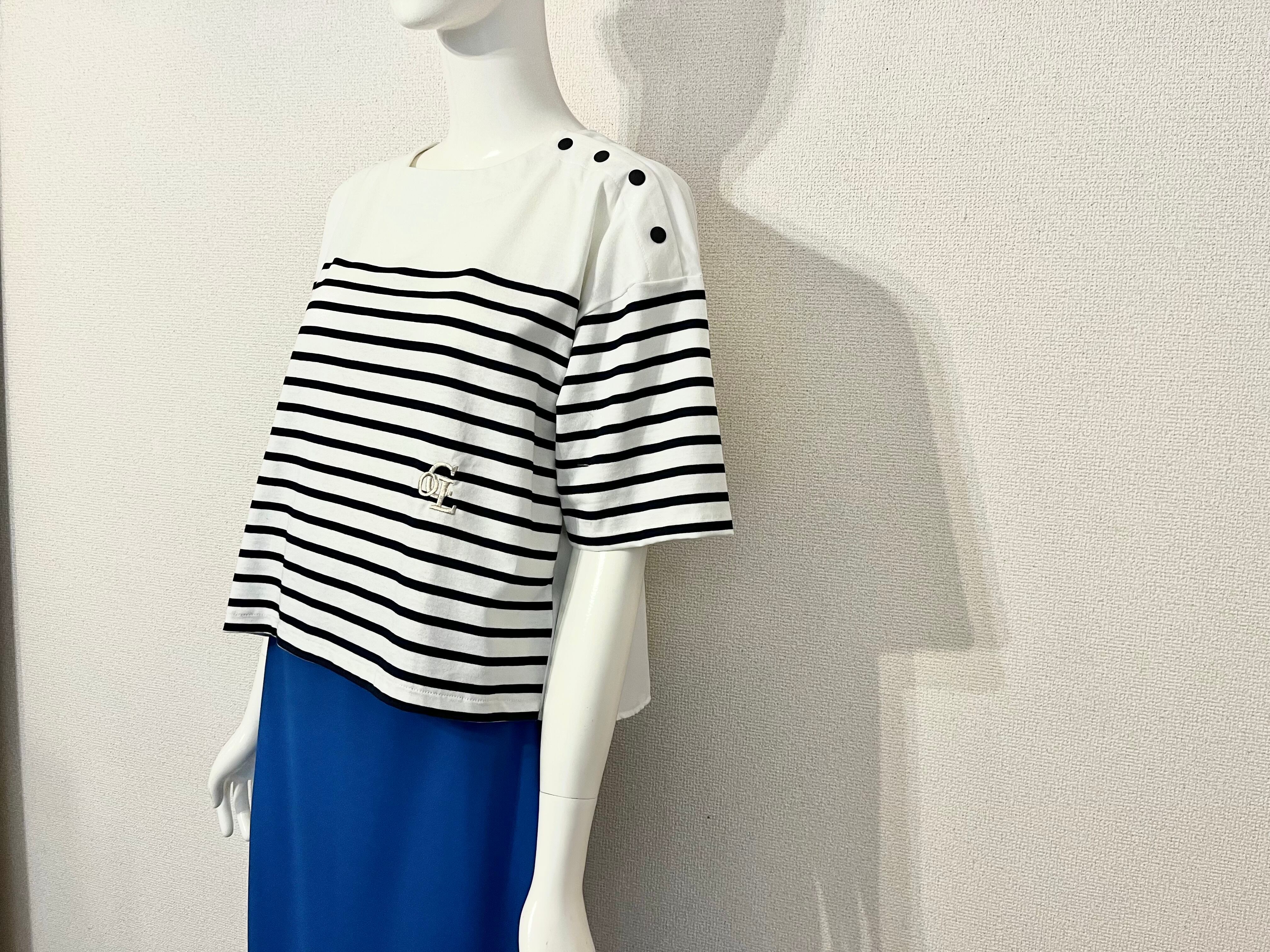 【日本製】パネルボーダー刺繍Tee