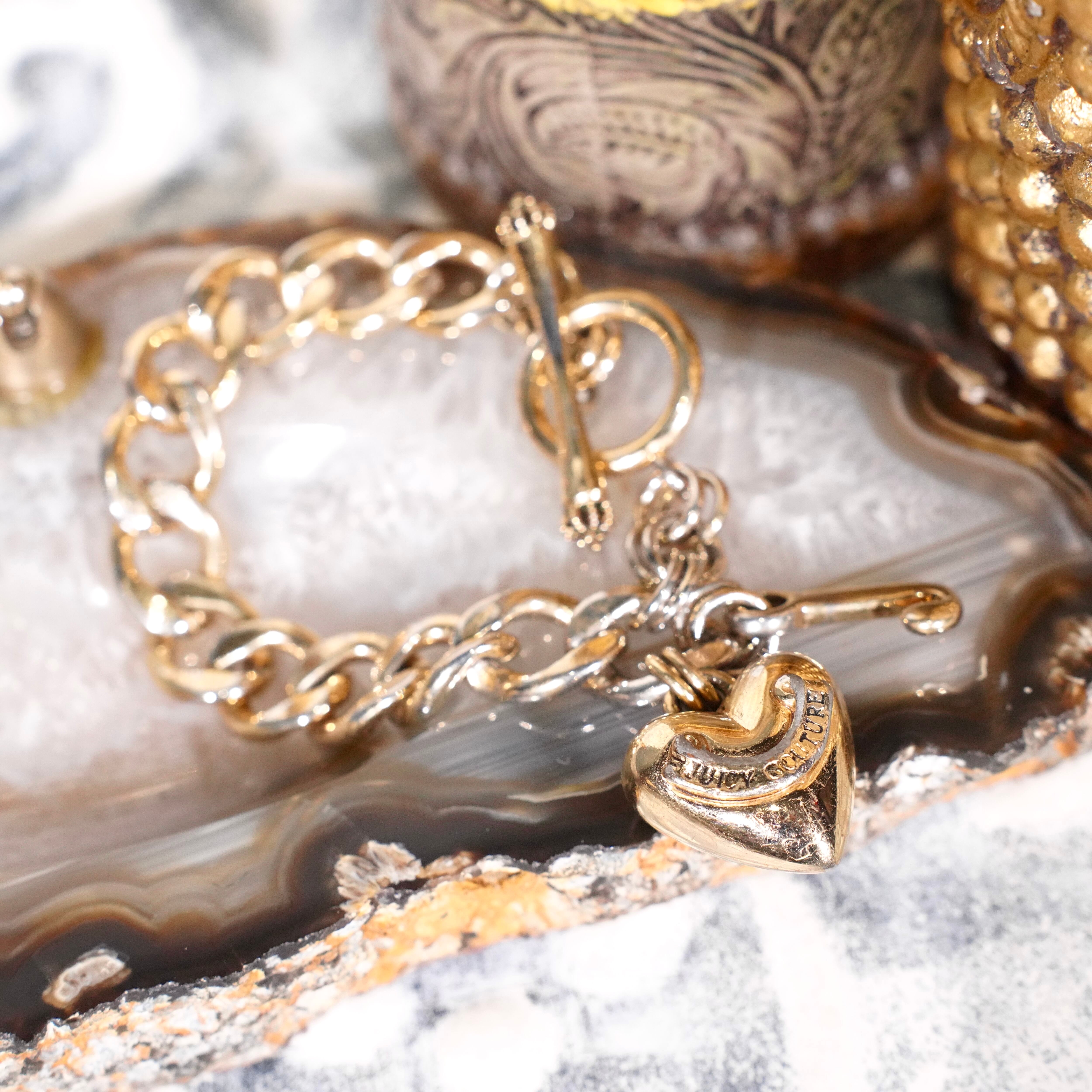 JUICY COUTURE HEART CHARM DESIGN CHAIN BRACELET/ジューシー