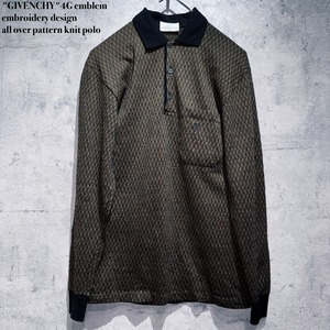 "GIVENCHY"4G emblem embroidery design all over pattern knit polo