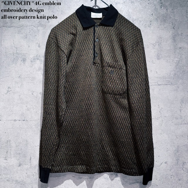 "GIVENCHY"4G emblem embroidery design all over pattern knit polo