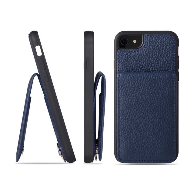 HANATORA for iPhone 8 7 SE3 SE2 (第3世代 第2世代) ケース バンパー型 本革 スマホケース スマホ カードポケット スタンド ショルダーストラップ 付き シュリンクカーフレザー ギフト ブルーインディゴ SCPG-8SE-BlueIndigo 父の日ギフト 父の日 ギフト 誕生日 人気商品 お父さん 服 30代 40代 50代 60代 70代