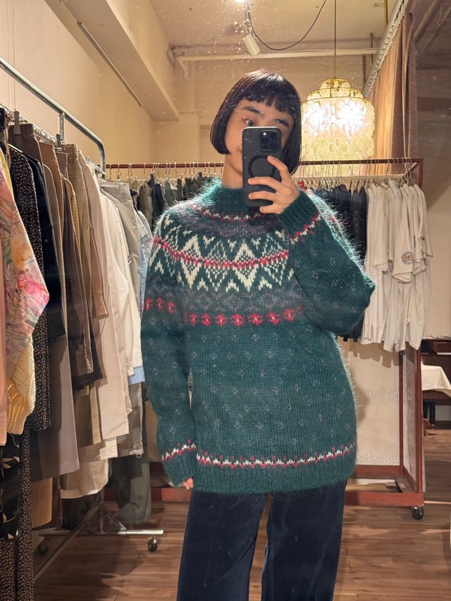 NORTHERN ISLES Nordic Pattern Mohair Blend Sweater