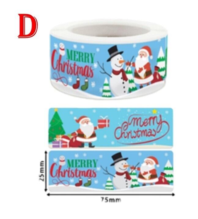 選べる4種8柄 1ロール）クリスマス ロールシール ギフト用シール 角型