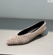 本革 メッシュデザイン スクエアトゥパンプス