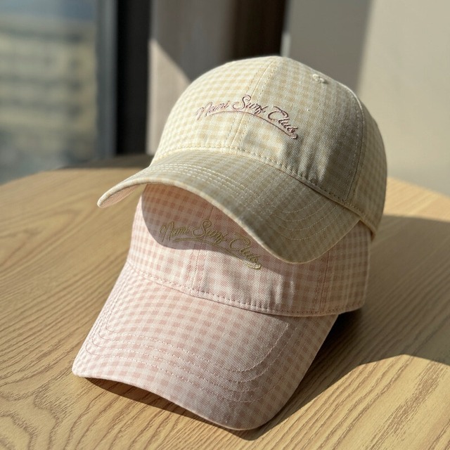 全3色/Gingham logo embroidery cap　B4195