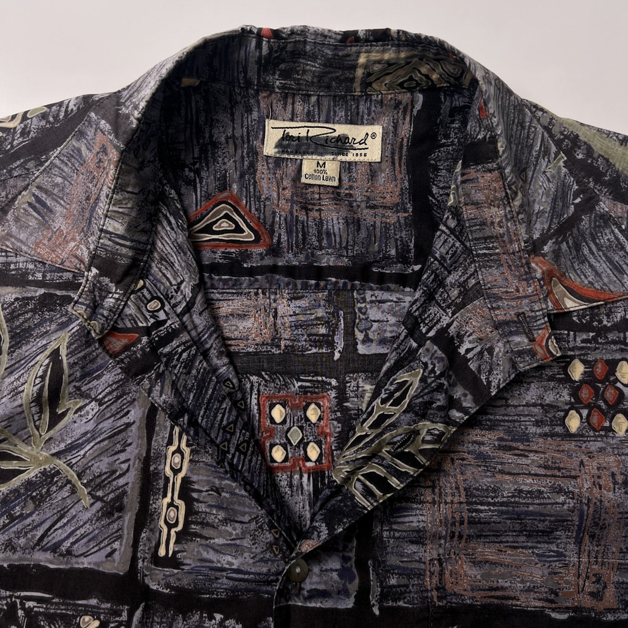 vintage Tori Richard トリリチャード 総柄 半袖シャツ M/ネイビーブルー/90s 00s/アロハ