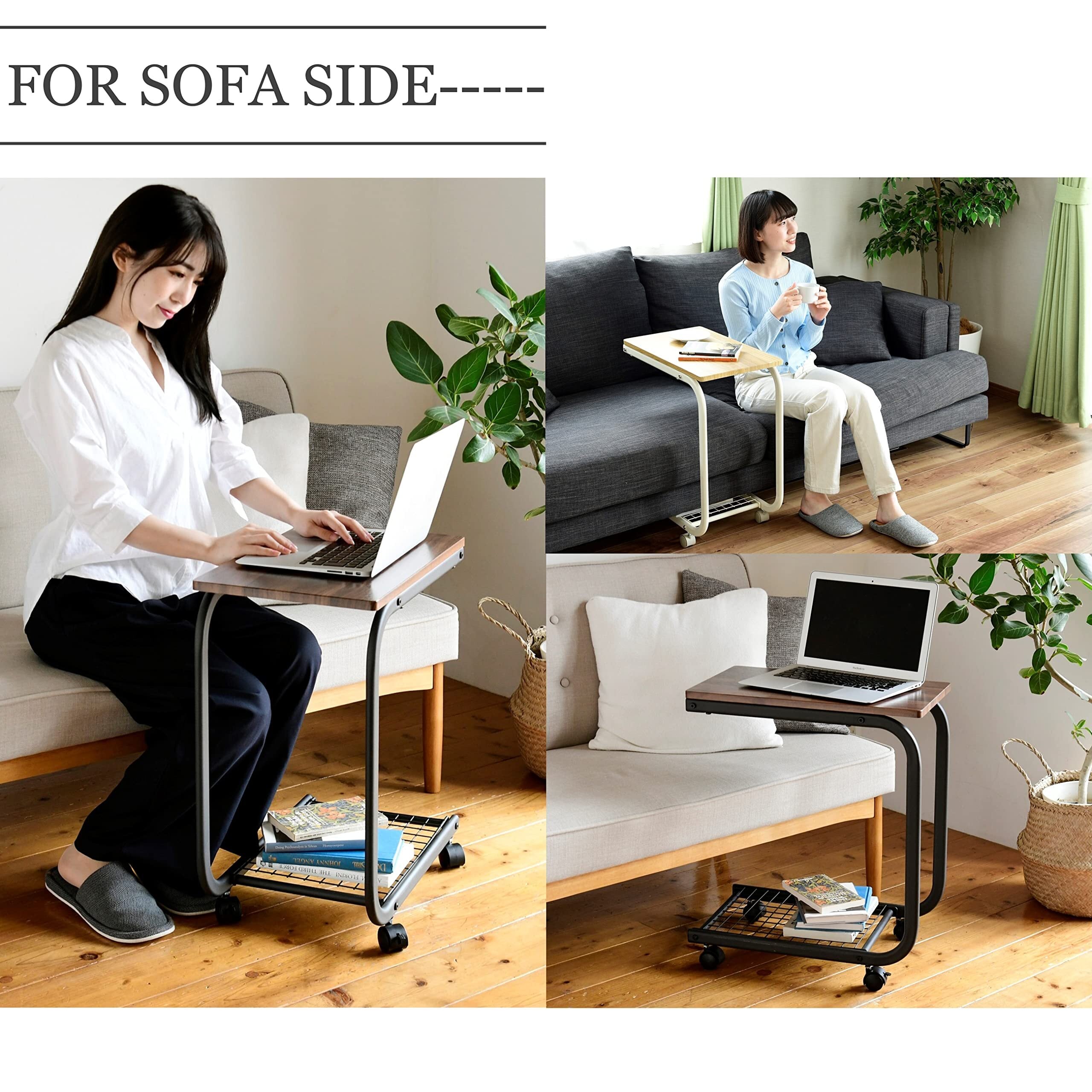 収納バッグ サイドテーブル コの字型デザイン キャスター付き キャスター付き 収納バッグ サイドテーブル コの字型デザイン