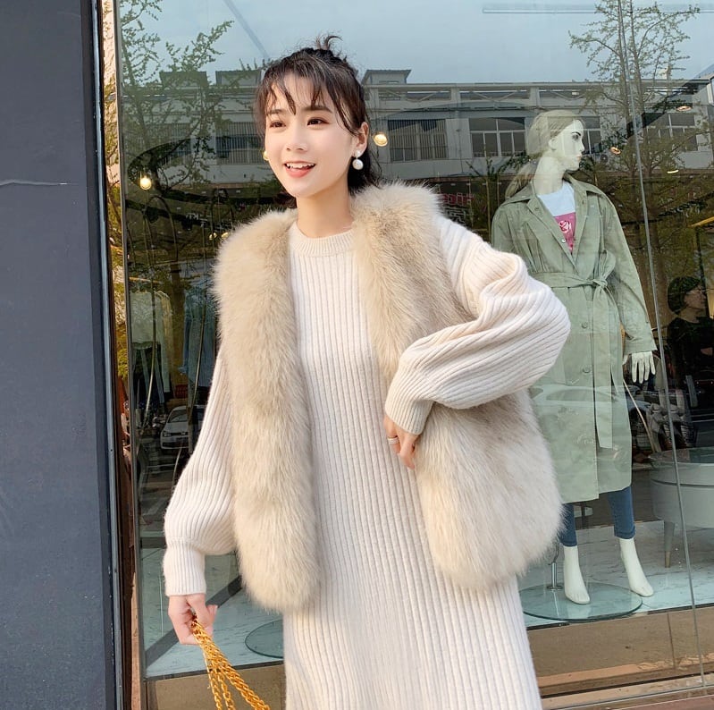 ベスト アウター 羽織 羽織り フェイクファー ふわふわ もこもこ 総 