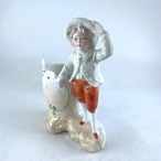 陶器人形　マッチかす入れ　小物入れ 　ペンタて　帽子の男の子　19otd36-1