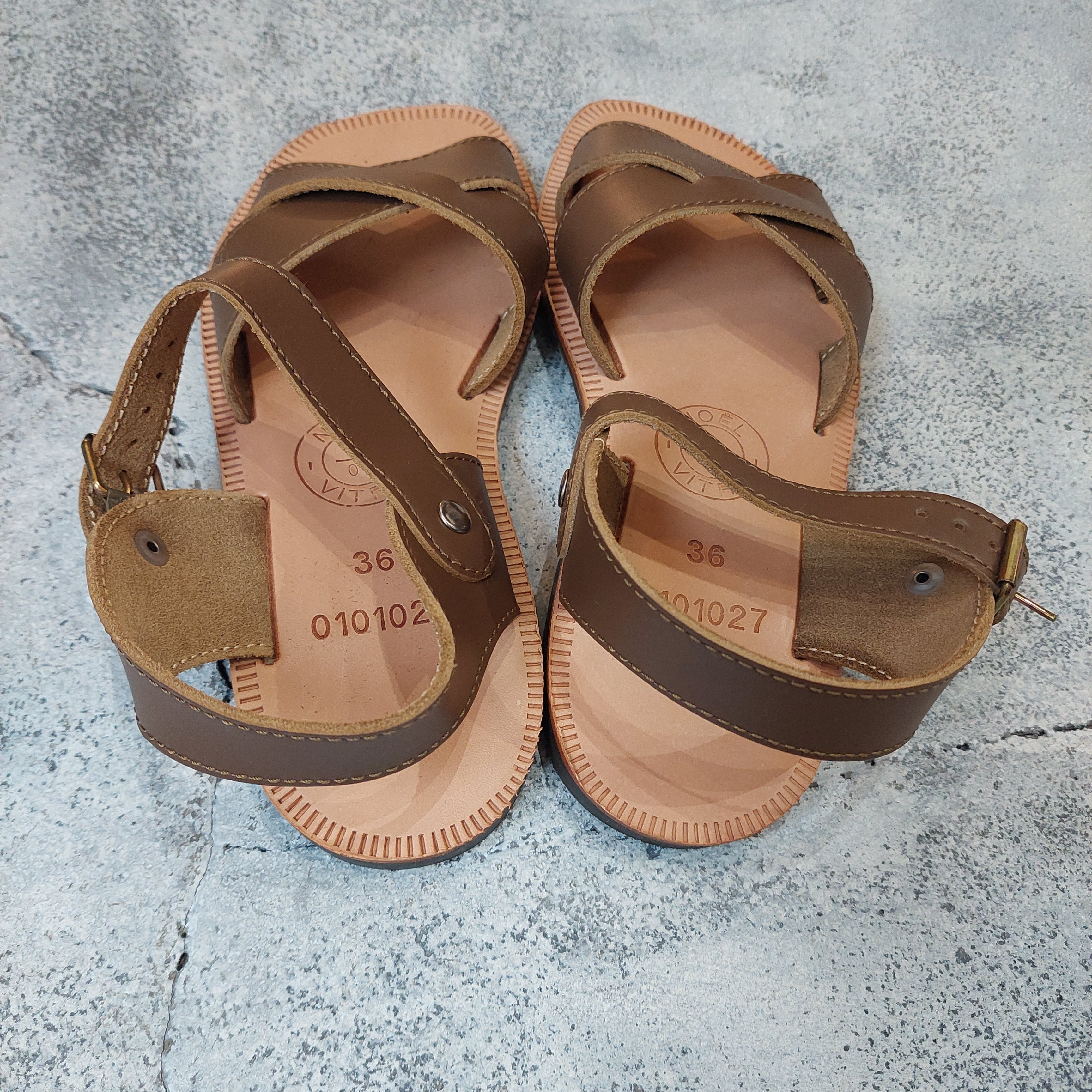Dead stock】French army leather sandal 36 [Y-15]デッドストック
