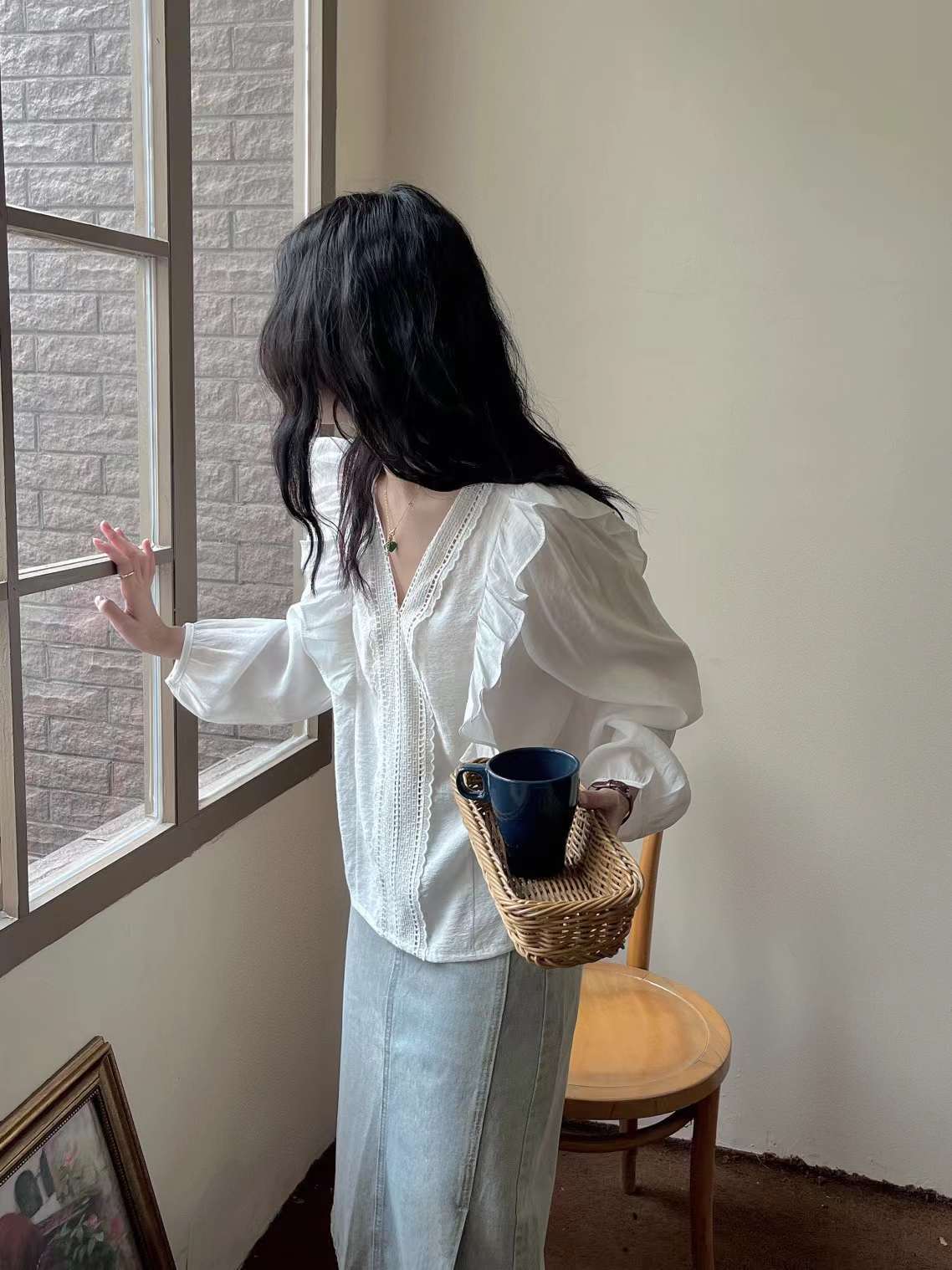 はしごレースブラウス　AJ2085-2311