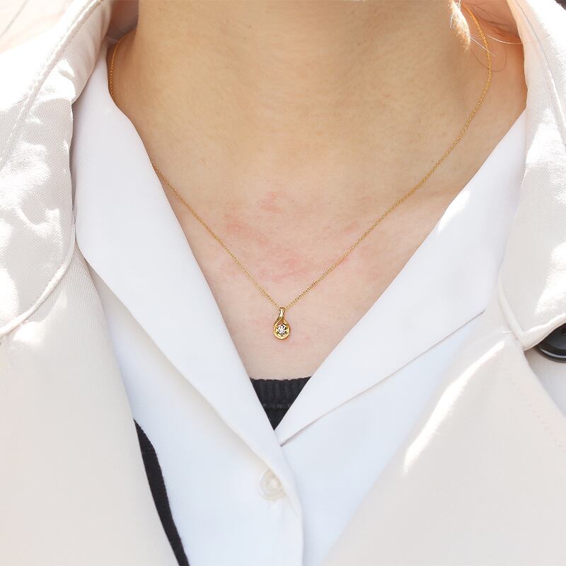純金 K24 ダイヤモンドネックレス 0.1ct】小豆チェーン 純金 K24 ダイヤモンドネックレス 0.1ct】小豆チェーン