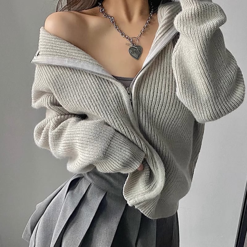 zip knit cardigan la0937