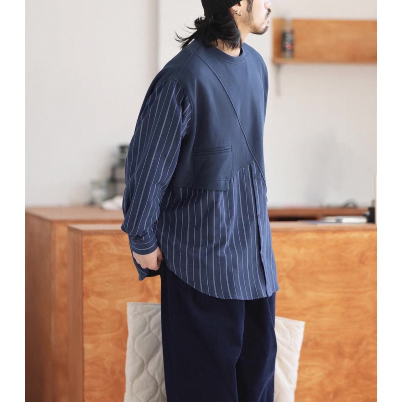 Patchwork design stripe shirt 0357 - 14