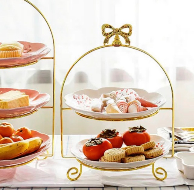 【2step】選べるプレート！2color Afternoon tea 2tier stand
